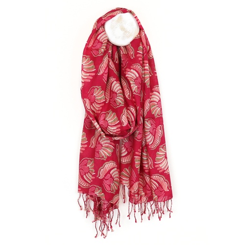 Carmine Red Shell Print Scarf by Peace of Mind